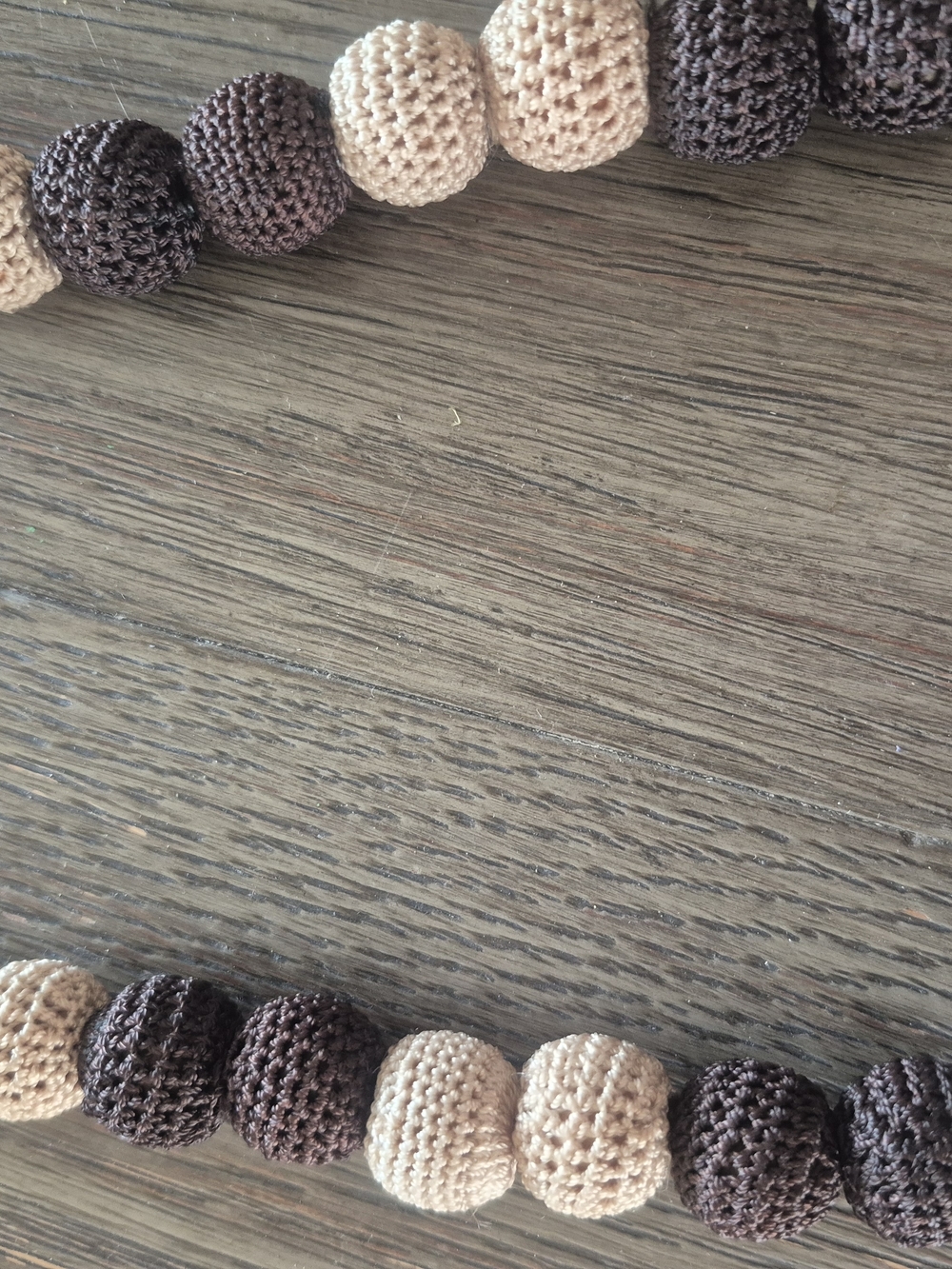 Handmade Boho Crochet Bead Necklace - Cream & Dark Brown - Picture 3 of 5